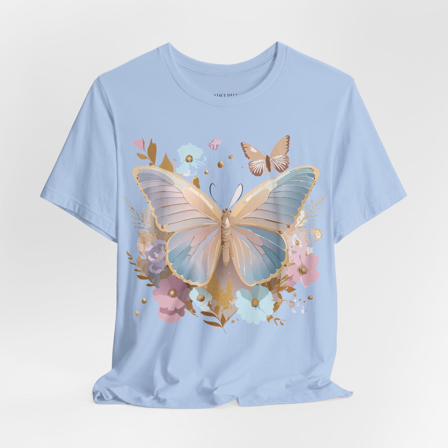 Natural Cotton Tee Shirt with Butterfly