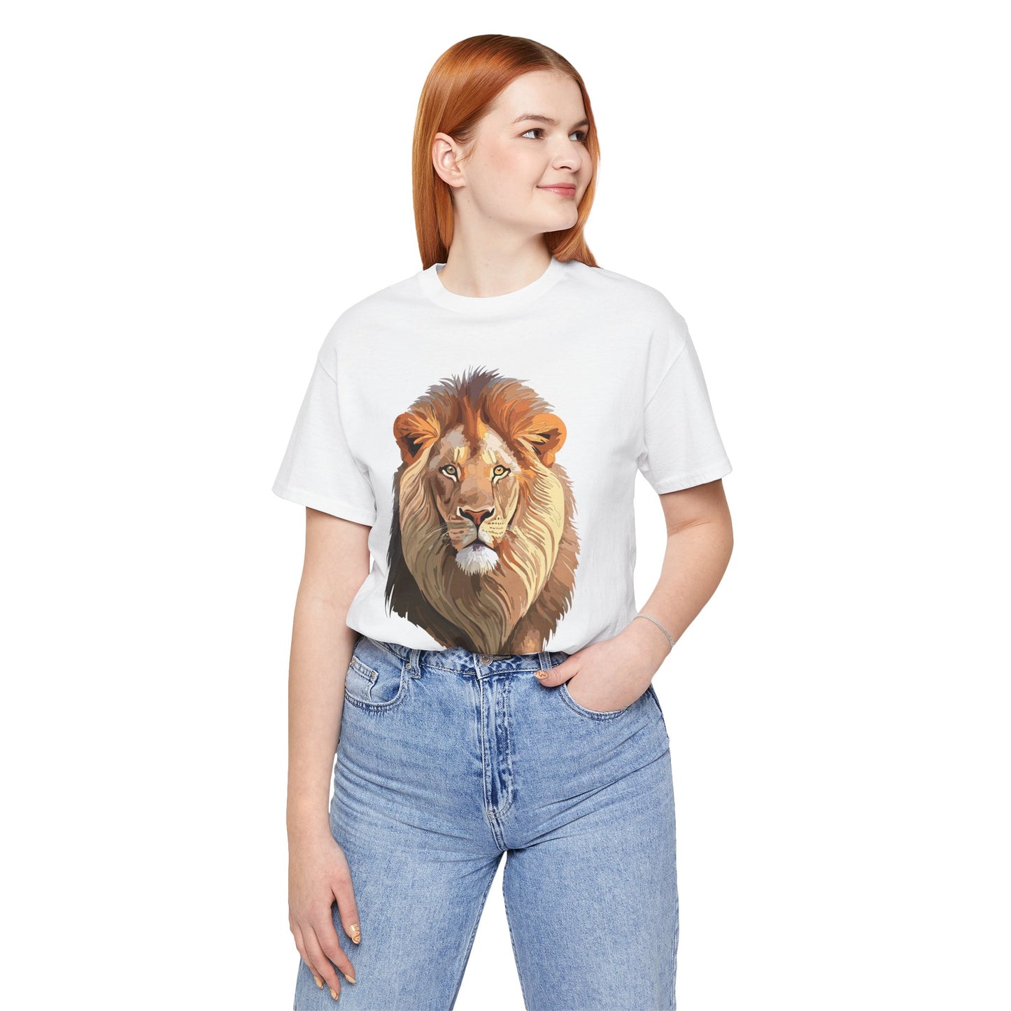 Safari Lion Head Illustration T-Shirt Unisex Cotton Realistic Lion Portrait Tee 3