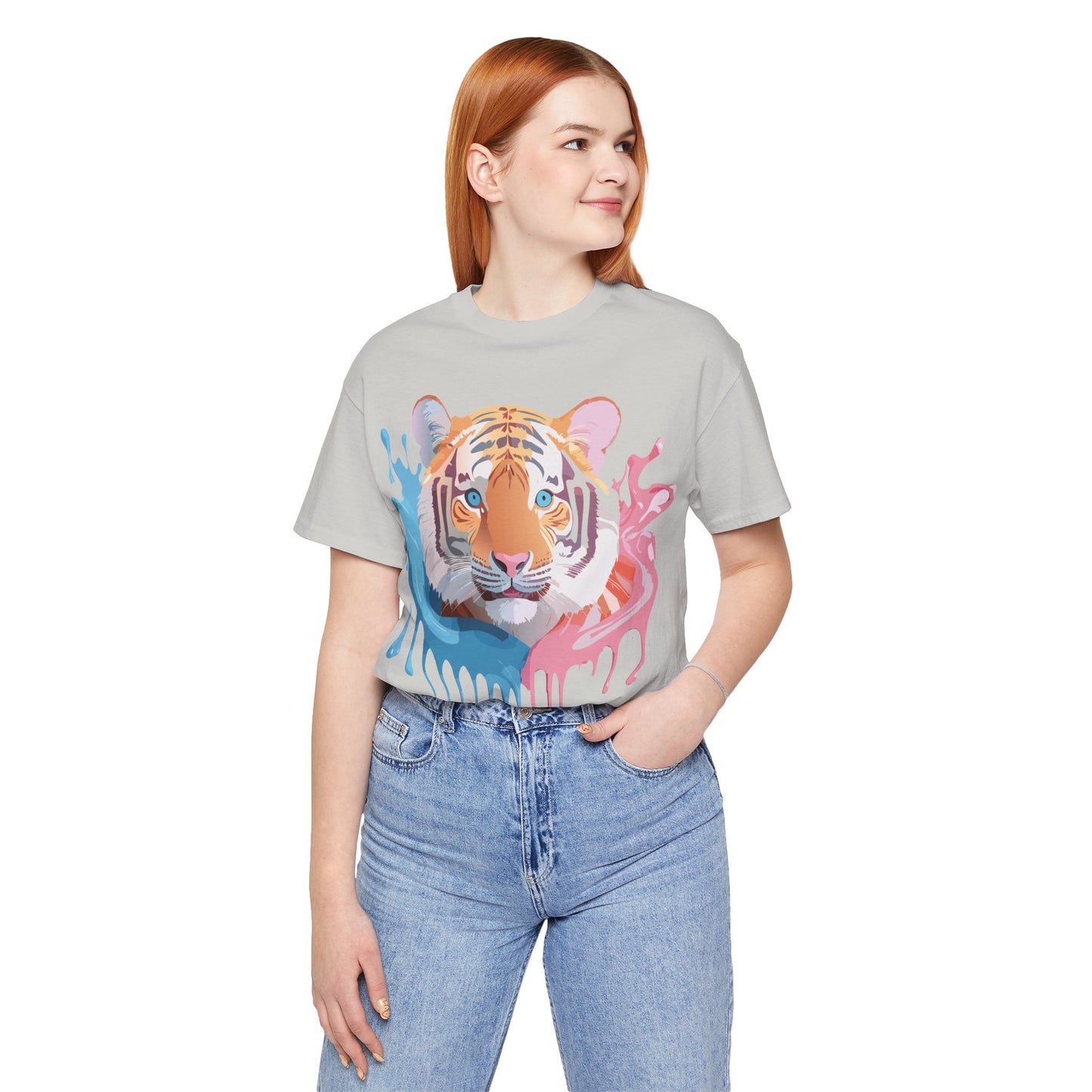 Natural Cotton Tee Shirt with Tiger