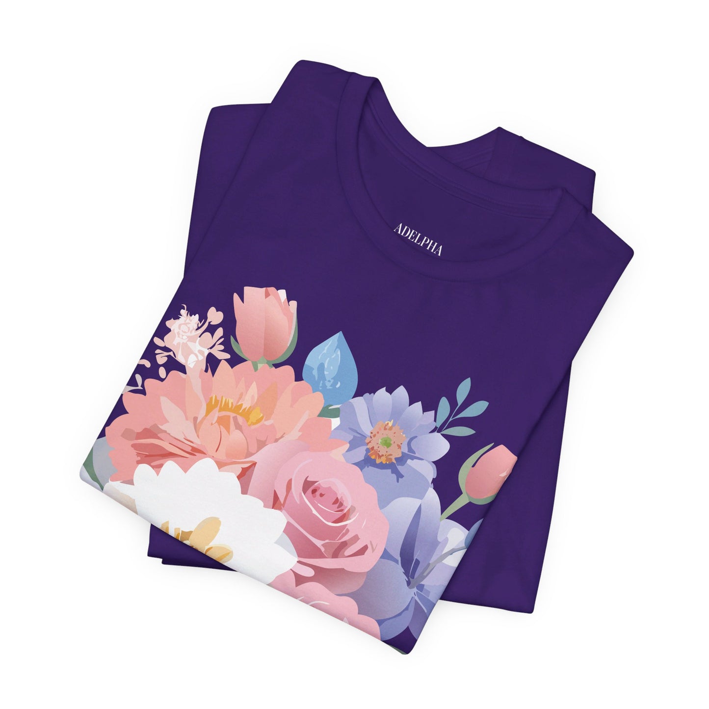 Natural Cotton Tee Shirt with Flowers