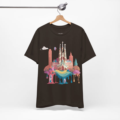 Natural Cotton Tee Shirt - Beautiful Places Collection - Barcelona Printify