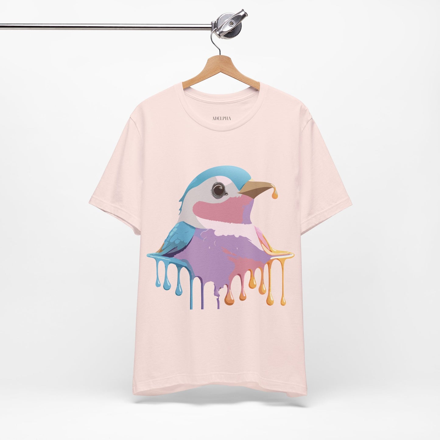 Natural Cotton Tee Shirt with Bird