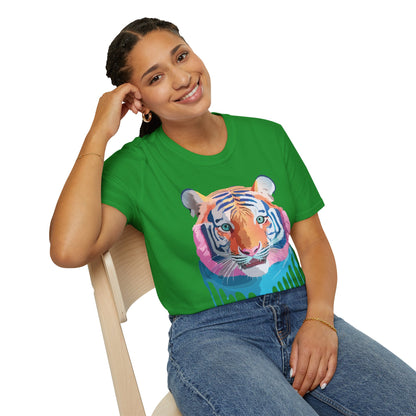 Tiger Print Unisex Softstyle Breathable Cotton Tee 64000 Gildan Shirt