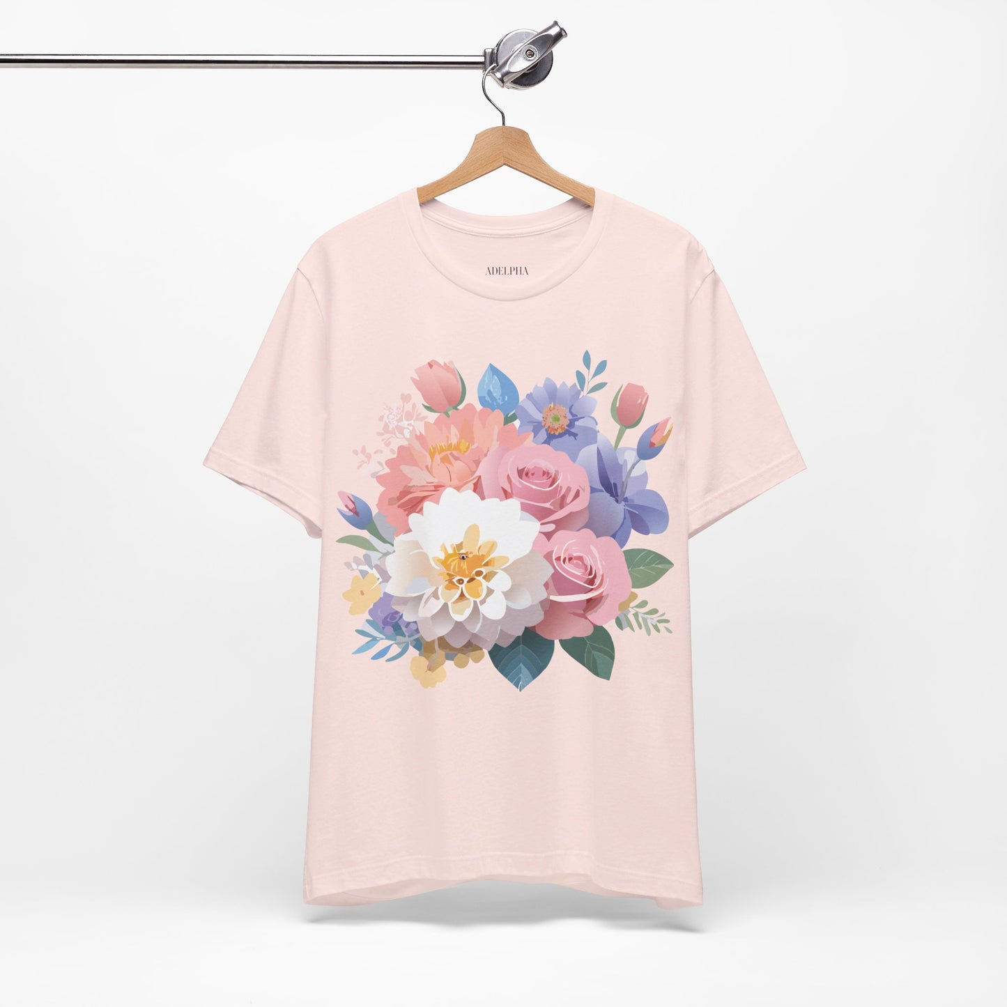 T-shirt en coton naturel avec fleurs