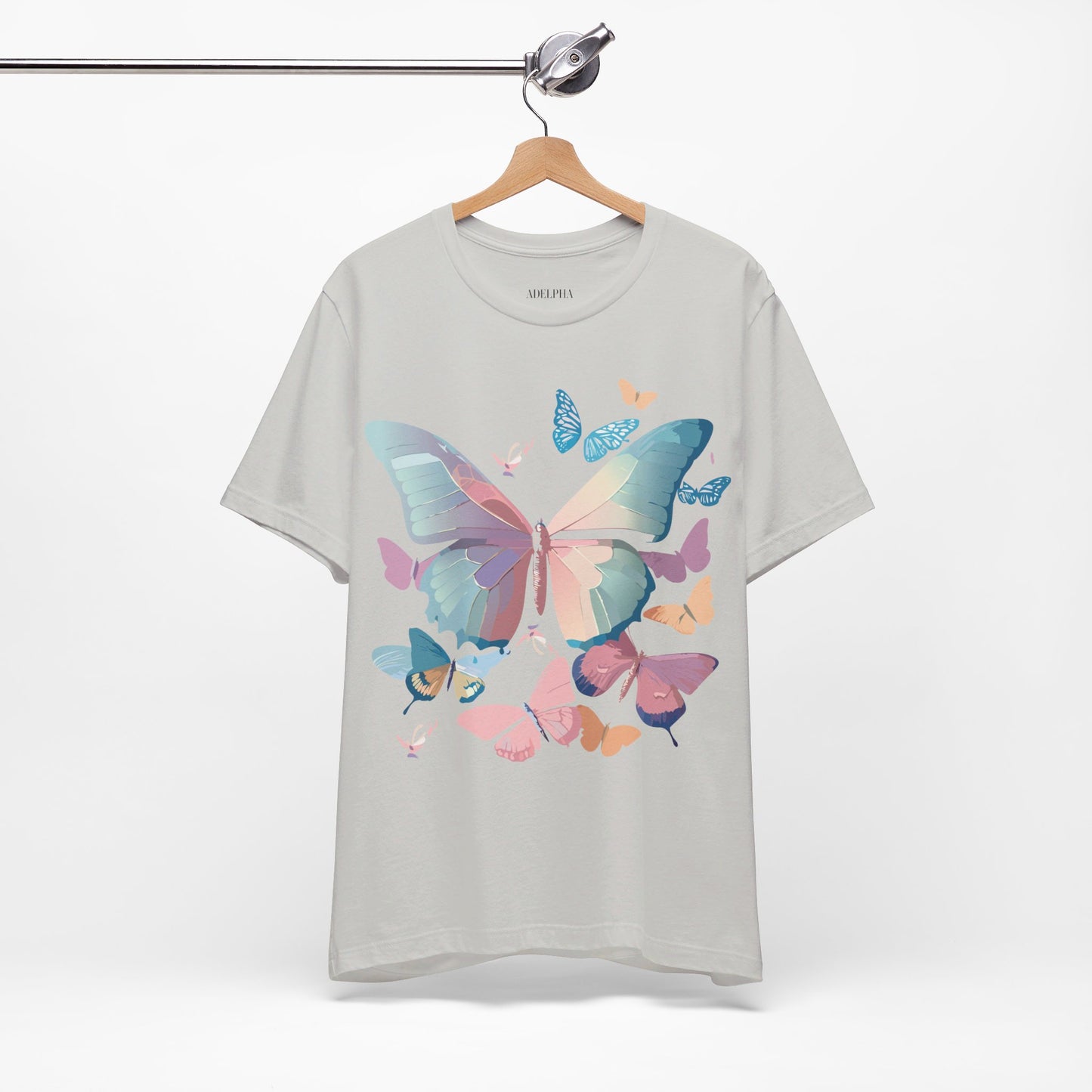 Natural Cotton Tee Shirt with Butterfly