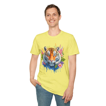 Tiger Print Unisex Gildan Softstyle Tee 64000 100 Percent Ring Spun Cotton