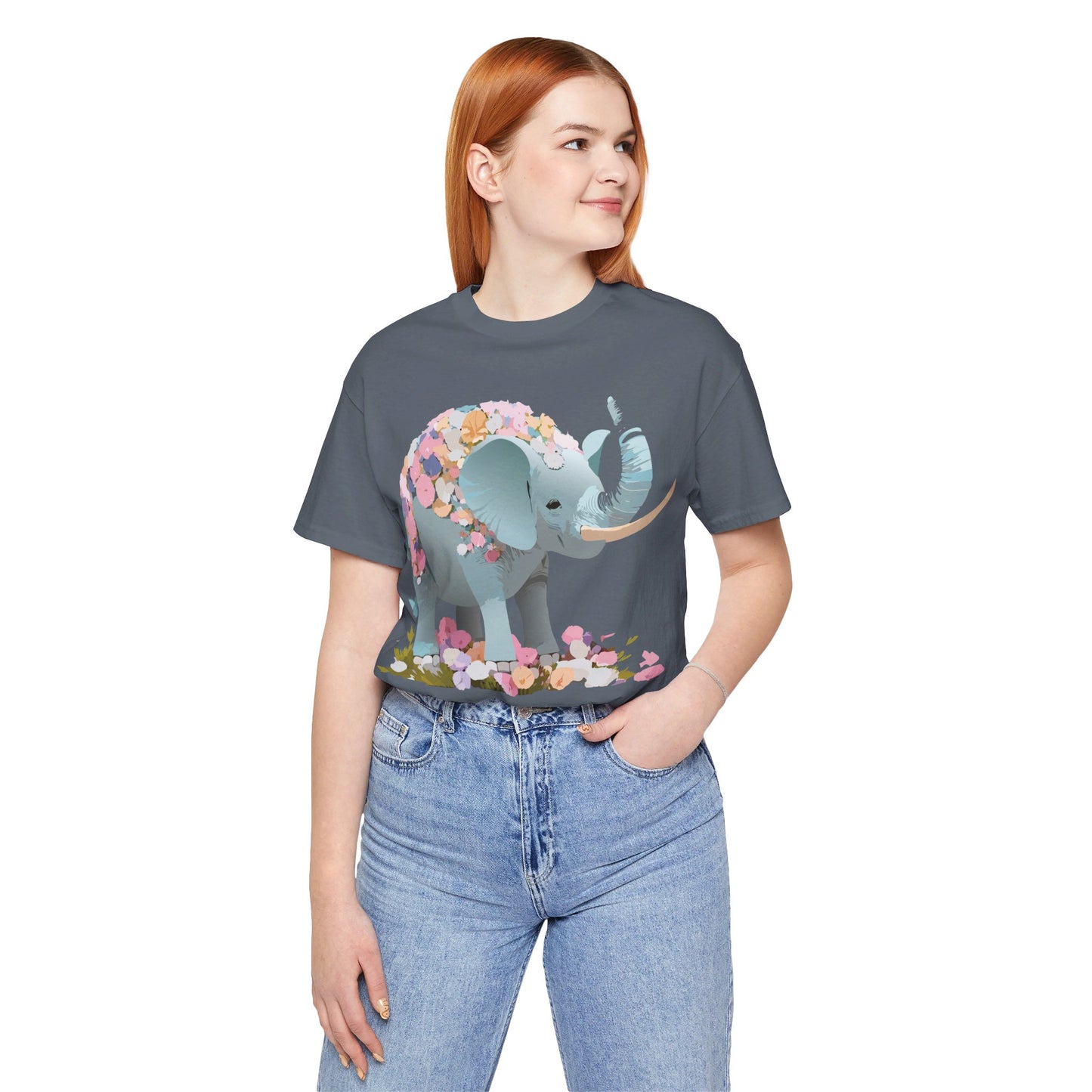 T-Shirt aus natürlicher Baumwolle mit Elefant