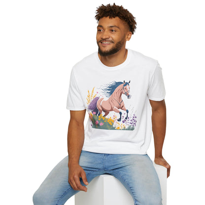 Unisex Horse Shirt With Animal Design Gildan Softstyle 64000 Tee