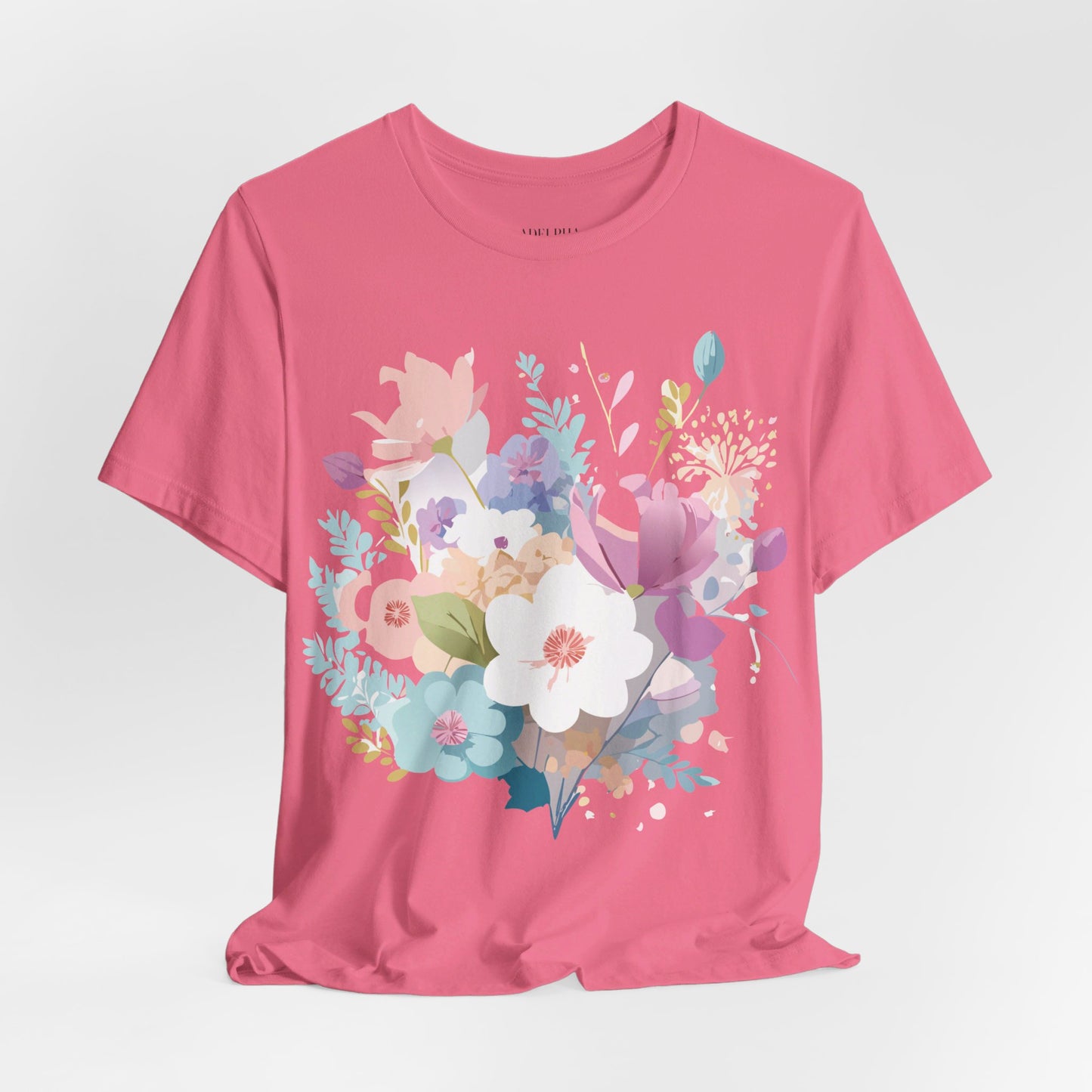 Natural Cotton Tee Shirt with Flowers