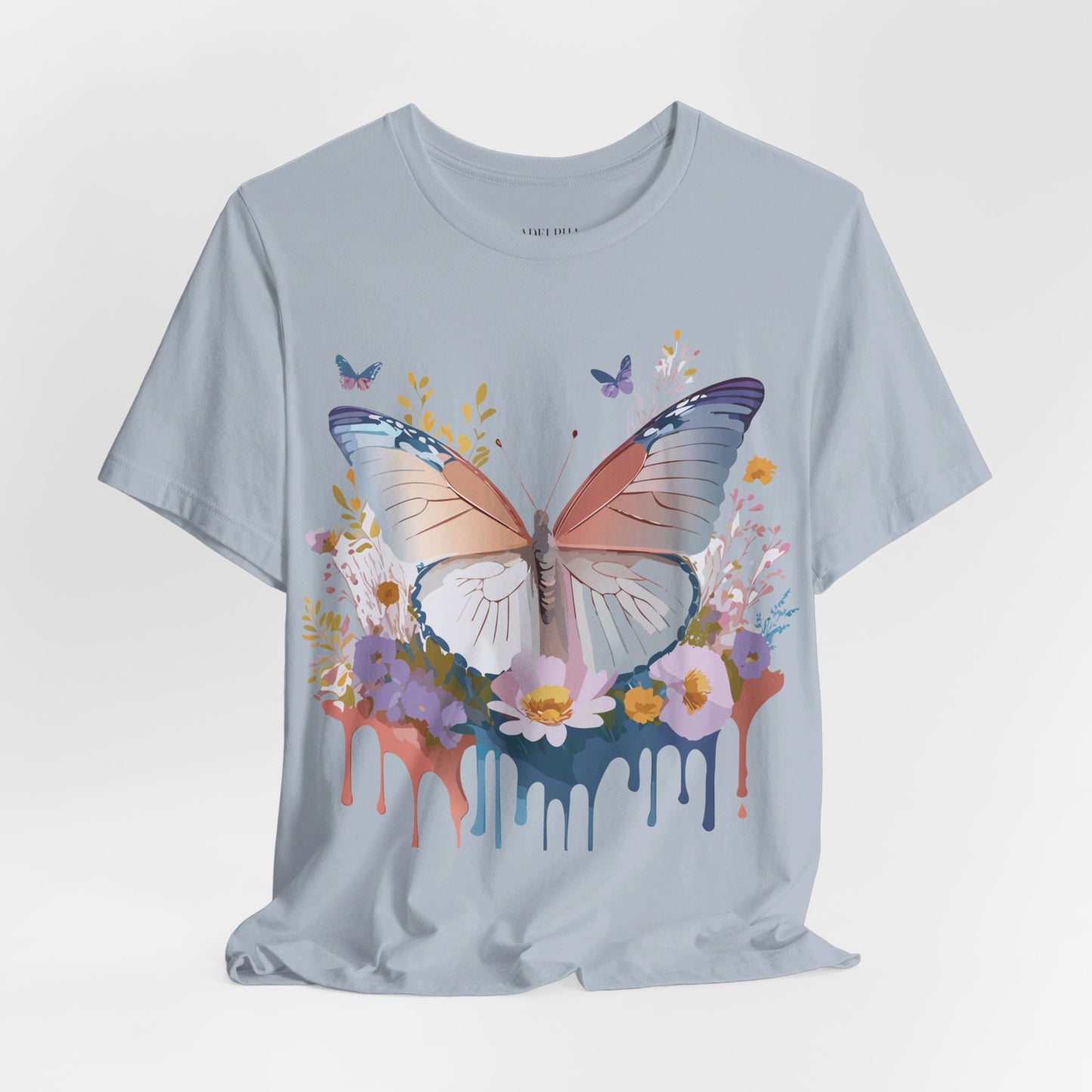 Natural Cotton Tee Shirt with Butterfly