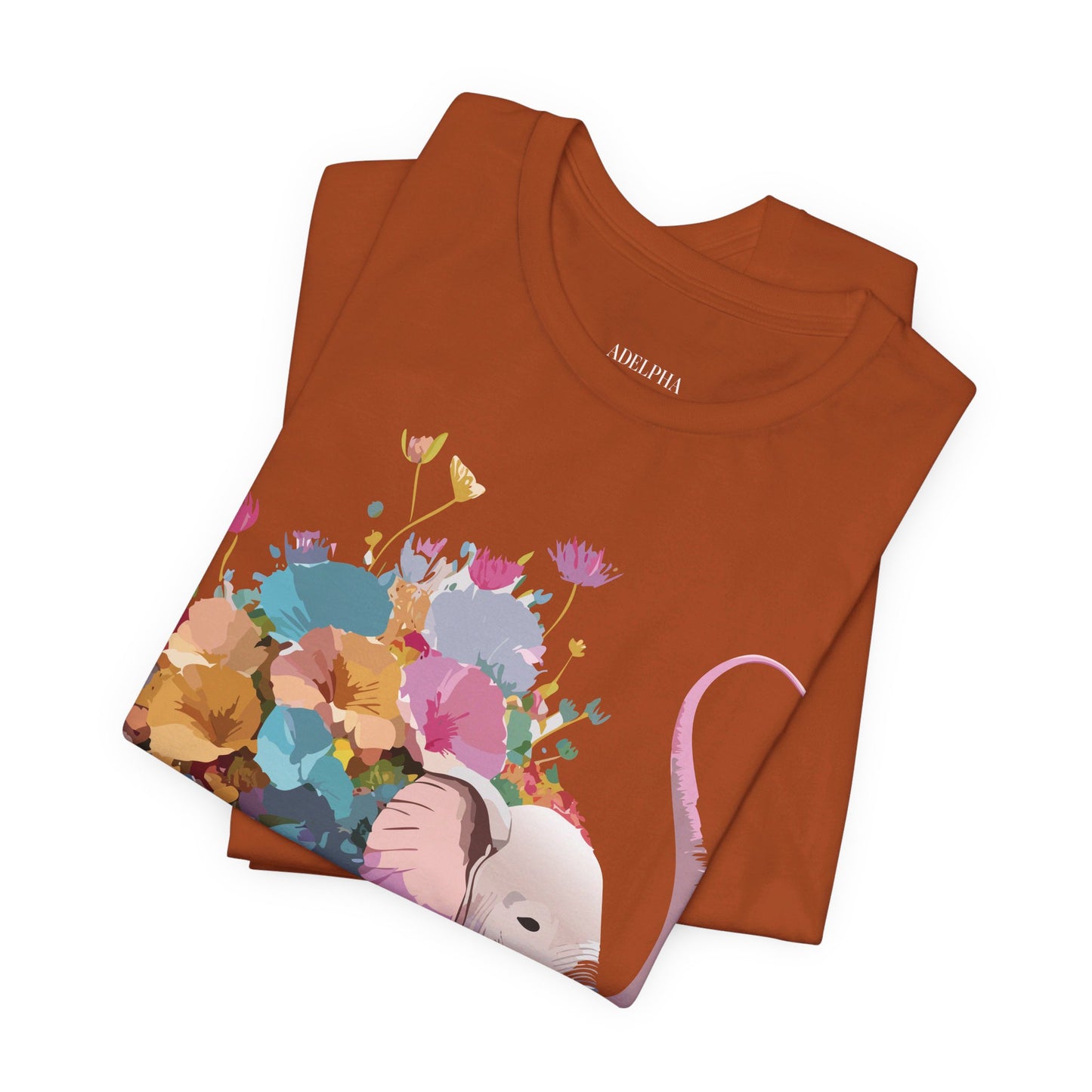 T-shirt en coton naturel avec motif éléphant