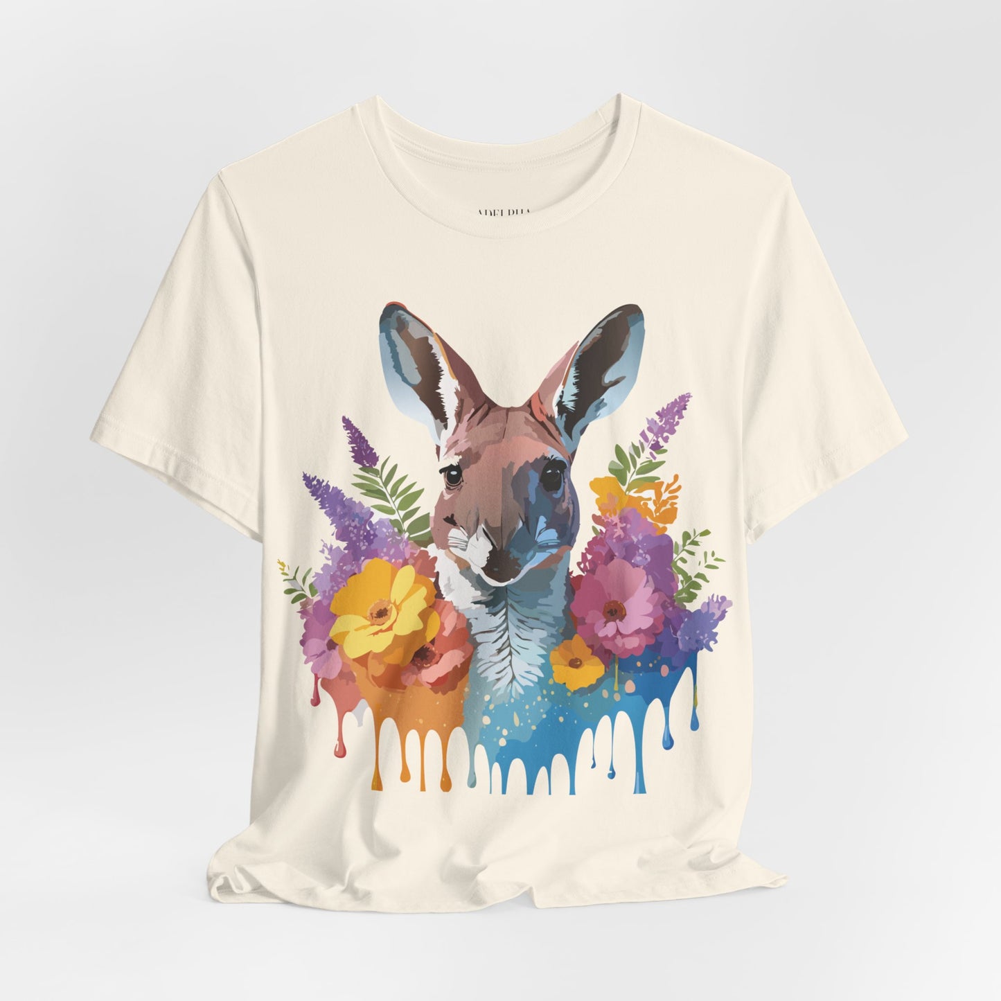 Natural Cotton Tee Shirt with Kangaroo