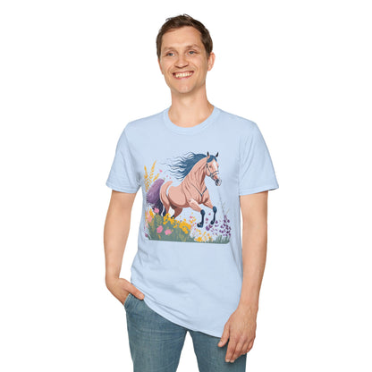 Unisex Horse Shirt With Animal Design Gildan Softstyle 64000 Tee