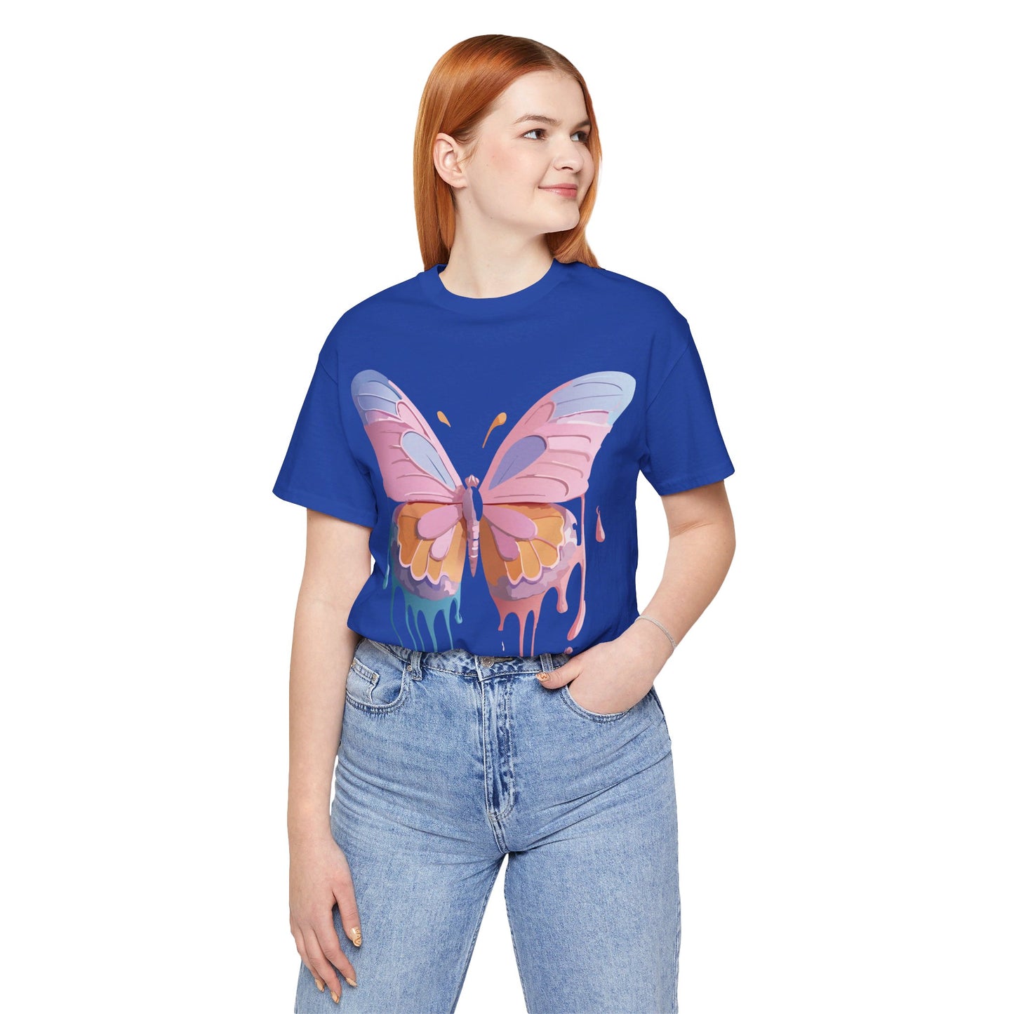 Natural Cotton Tee Shirt with Butterfly