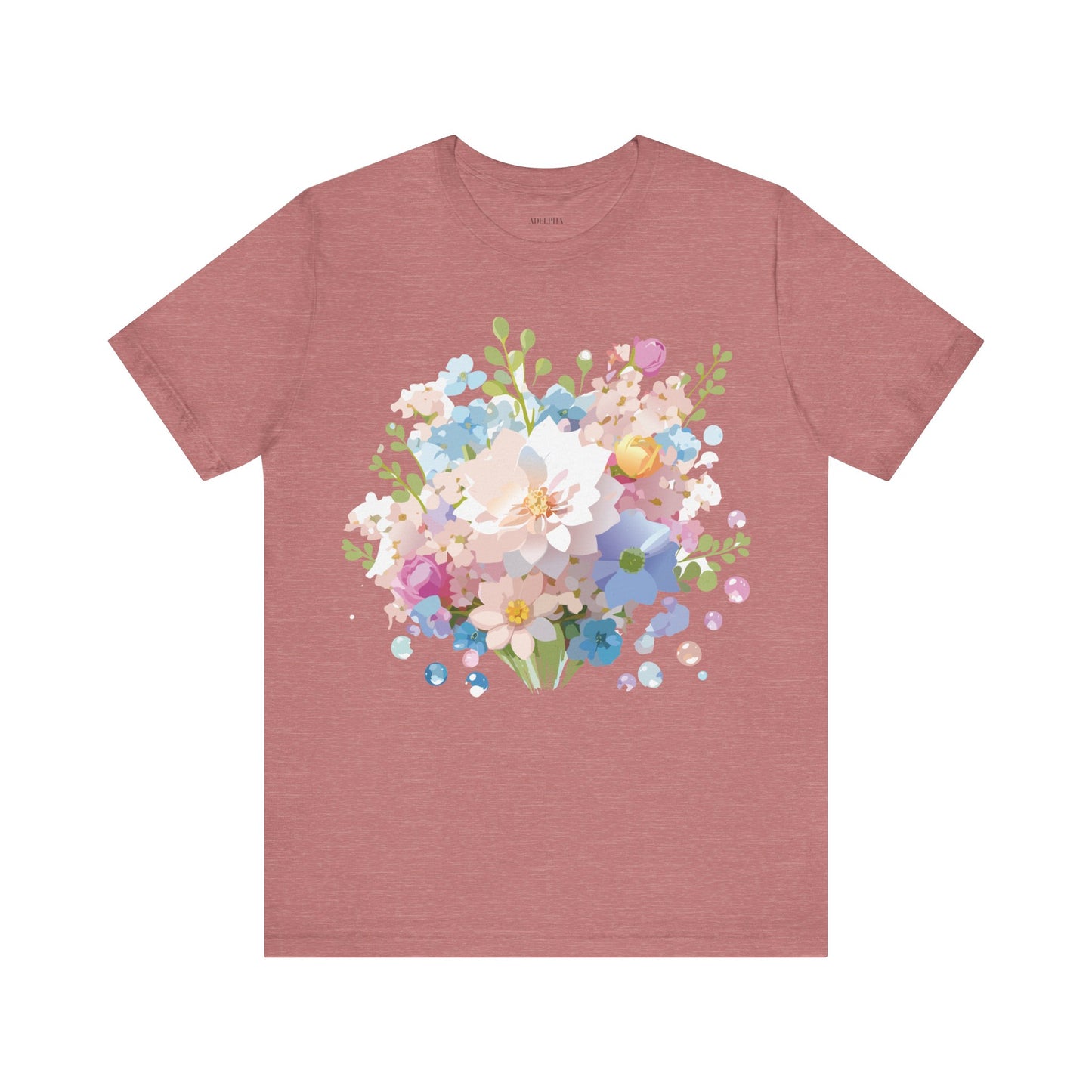 Natural Cotton Tee Shirt with Flowers