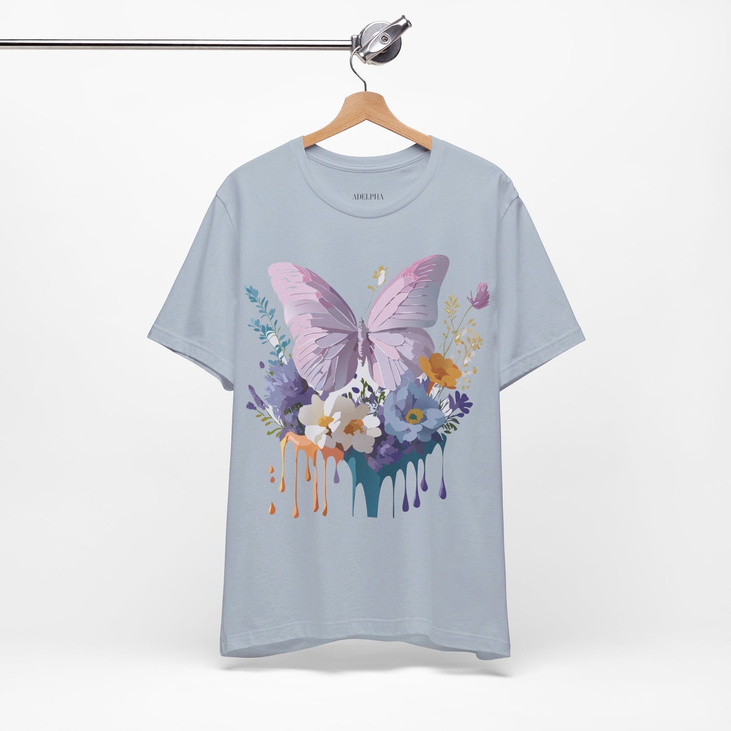 Natural Cotton Tee Shirt with Butterfly