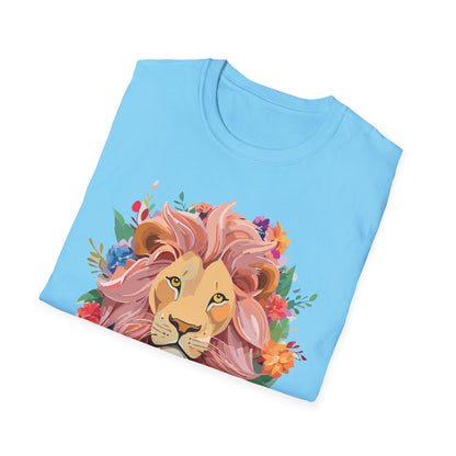 Lion Shirt Unisex Floral Lion Tee Animal Print Softstyle Tee