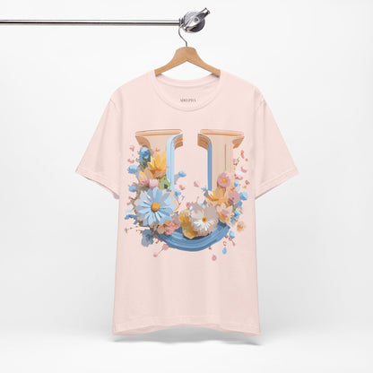 Natural Cotton Tee Shirt - Letters Collection - U Printify