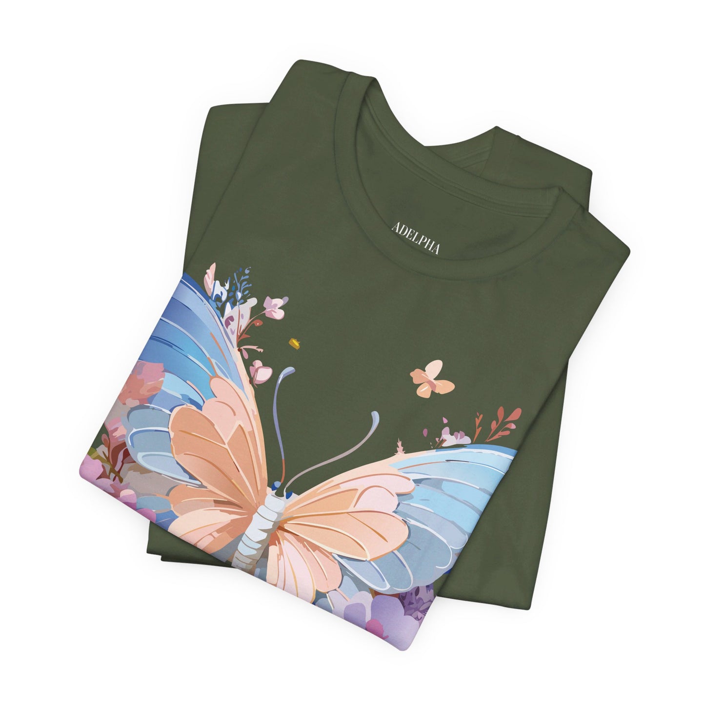 Natural Cotton Tee Shirt with Butterfly