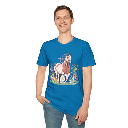 Unisex Horse Tee Softstyle Cotton Shirt With Animals Design Graphic