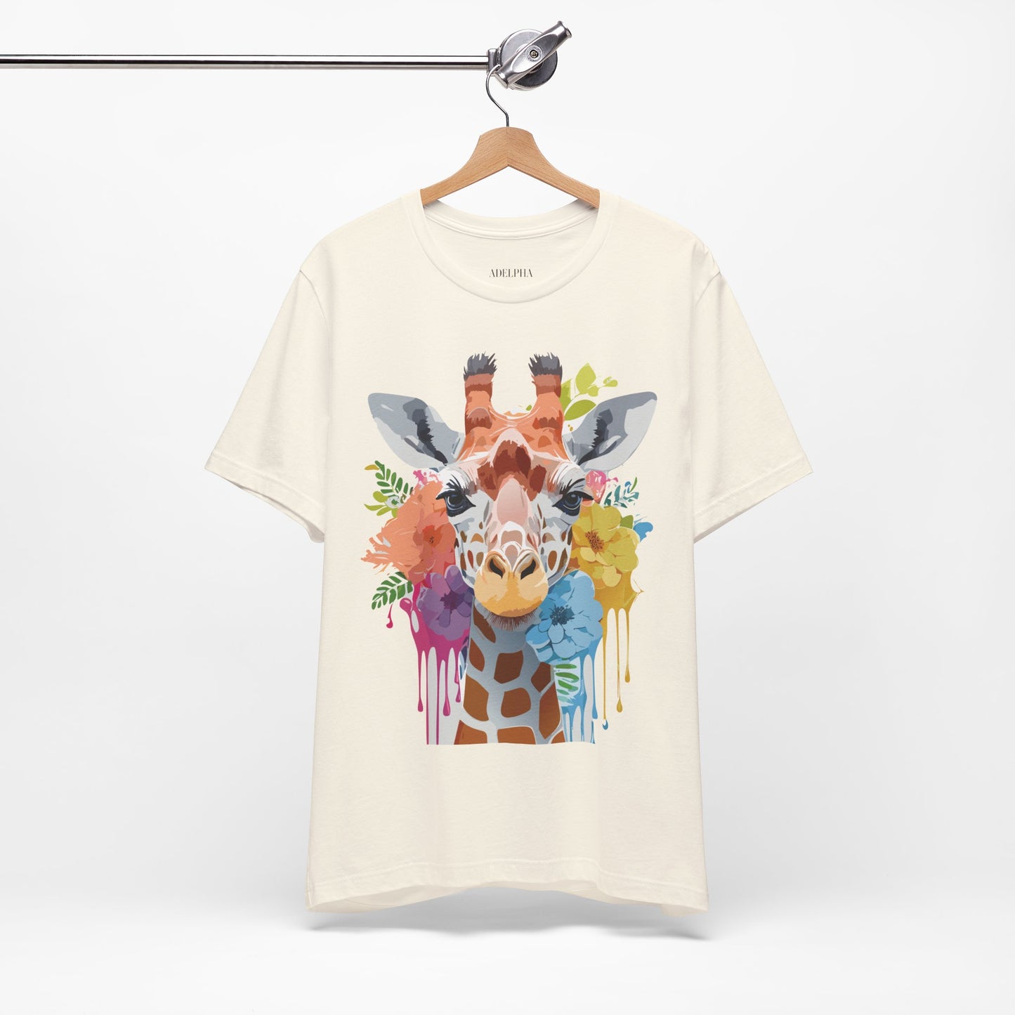 Natural Cotton Tee Shirt with Giraffe