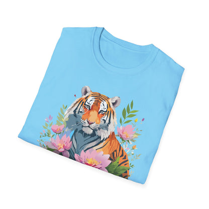Tiger Print Unisex T Shirt Gildan Softstyle 64000 Animal Tee
