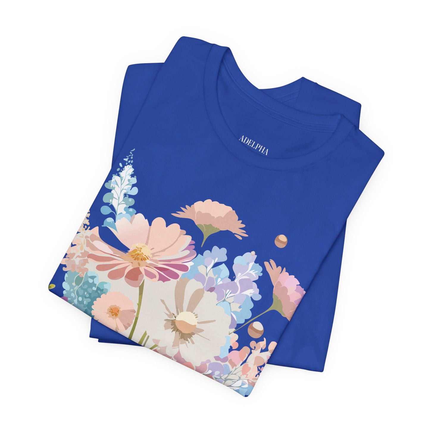 Natural Cotton Tee Shirt with Flowers