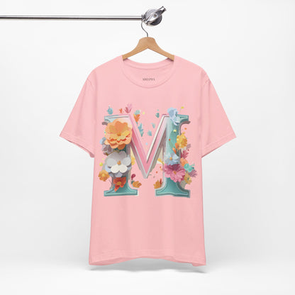 Natural Cotton Tee Shirt - Letters Collection - M Printify