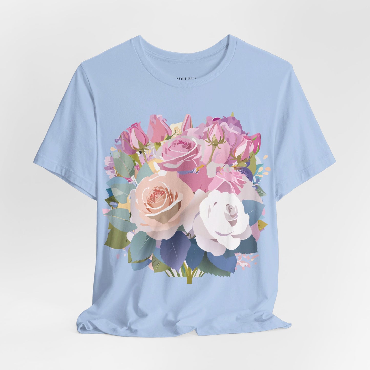 Natural Cotton Tee Shirt with Flowers