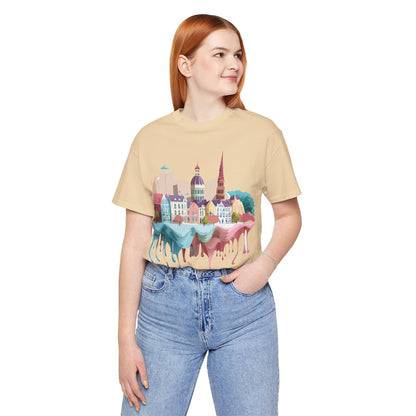 Natural Cotton Tee Shirt - Beautiful Places Collection - Warnemünde and Rostock - Germany Printify