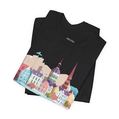 Natural Cotton Tee Shirt - Beautiful Places Collection - Warnemünde and Rostock - Germany Printify