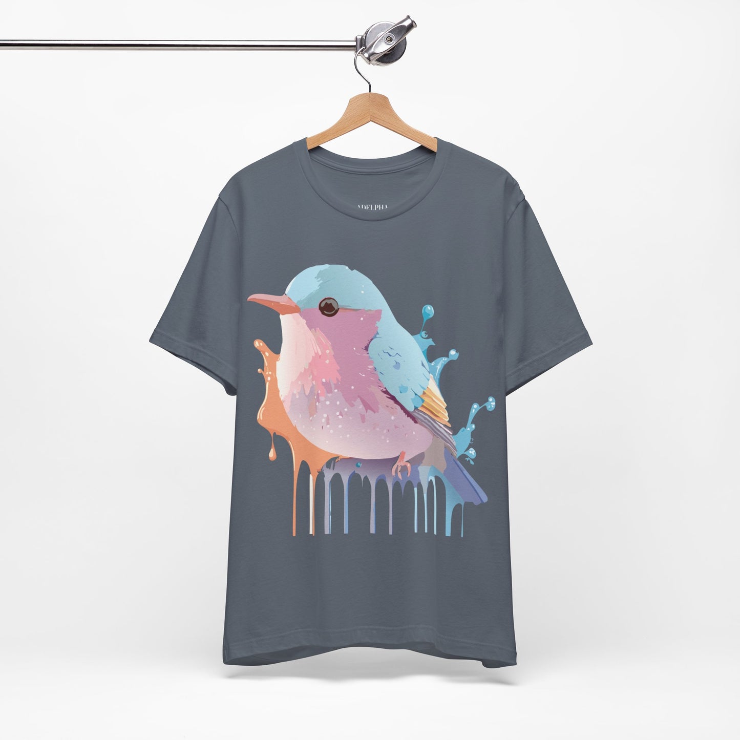 Natural Cotton Tee Shirt with Bird