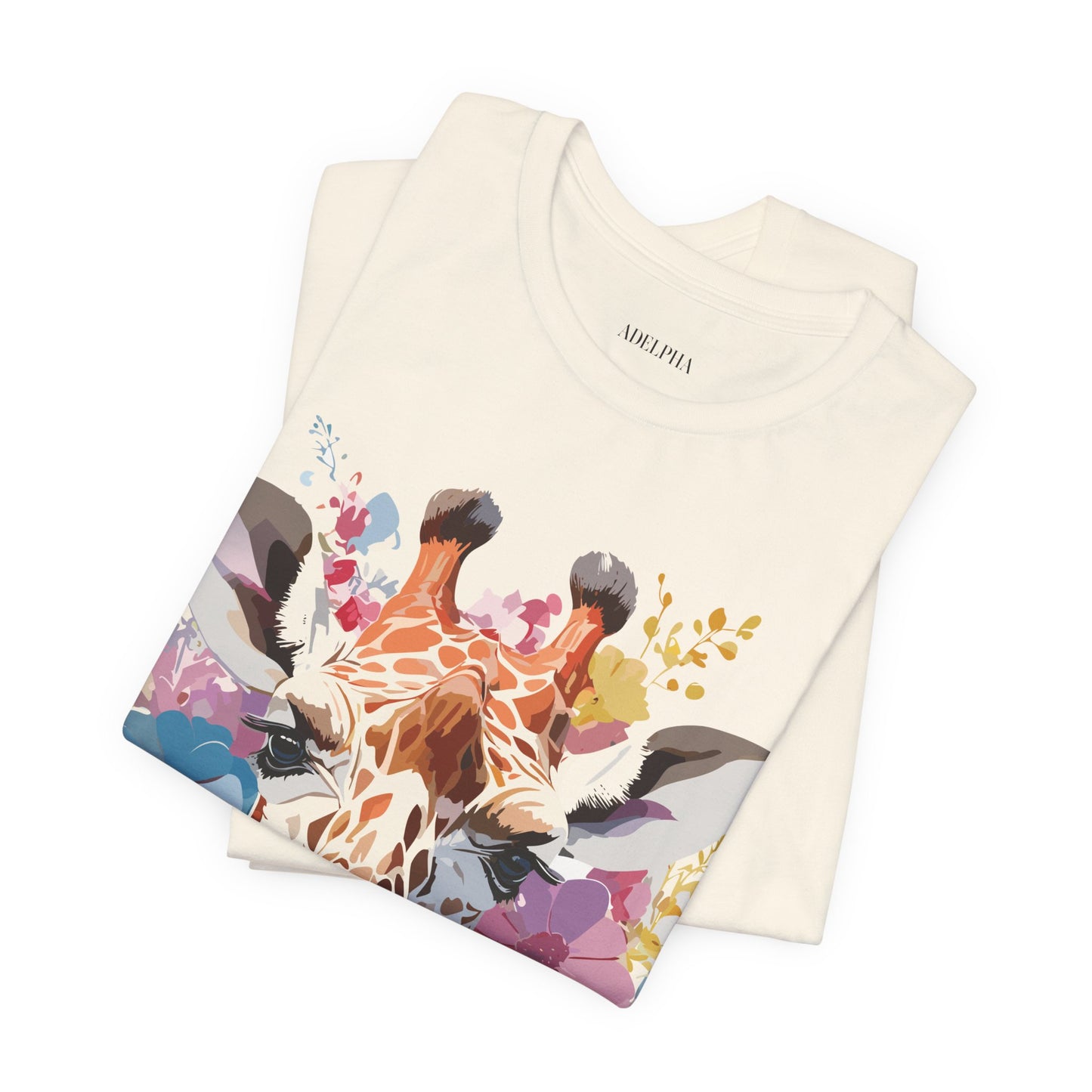 Natural Cotton Tee Shirt with Giraffe