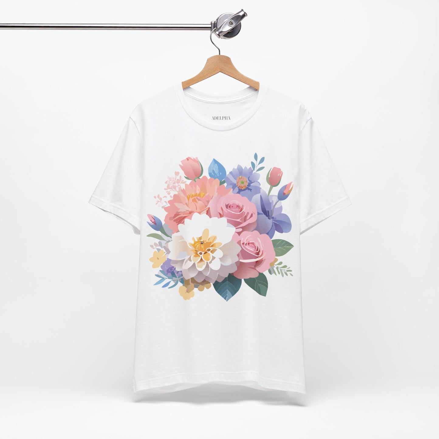 T-shirt en coton naturel avec fleurs