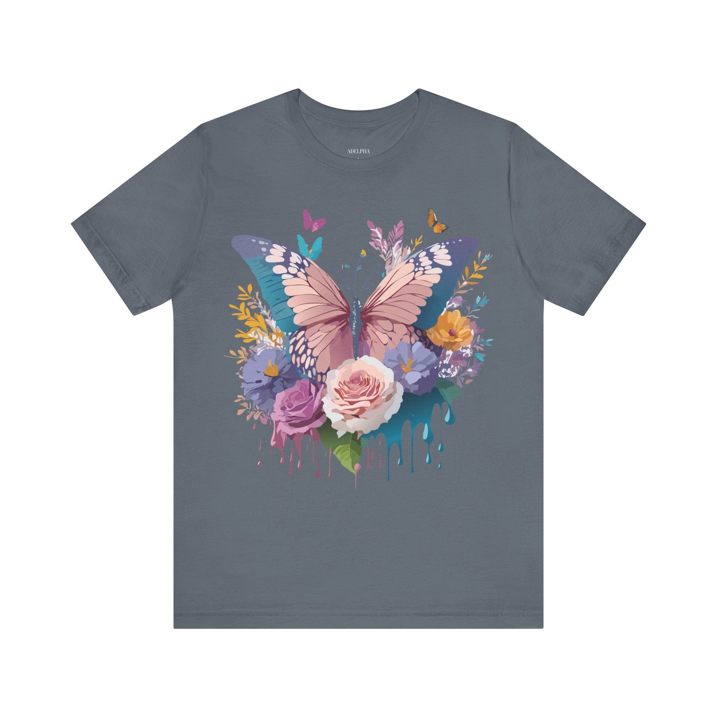 Natural Cotton Tee Shirt with Butterfly