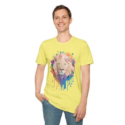 Unisex Lion Shirt Floral Lion Tee Softstyle Gildan 64000 100 Percent Cotton
