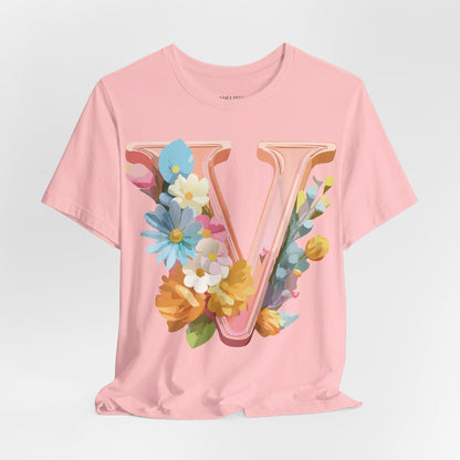 Natural Cotton Tee Shirt - Letters Collection - V Printify