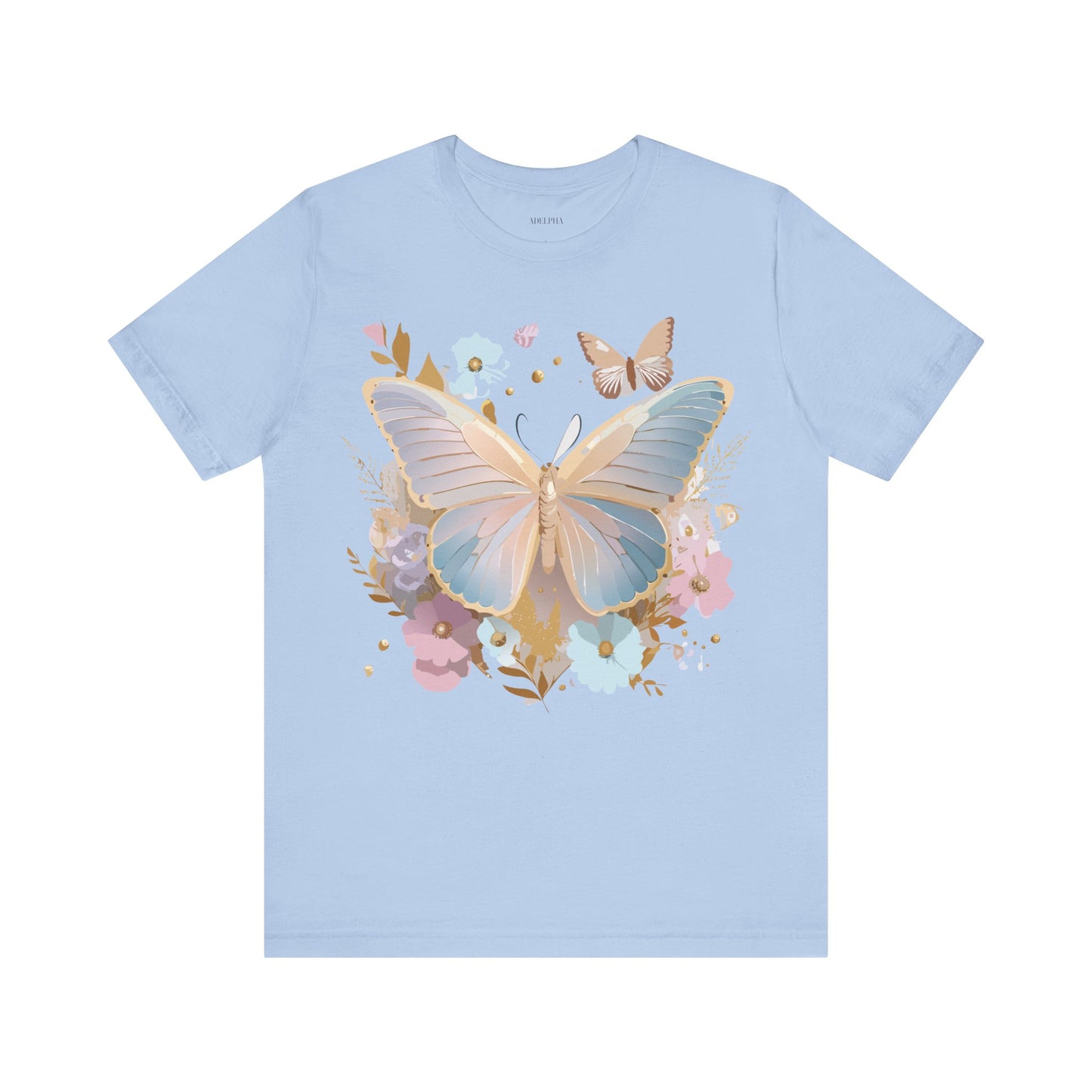 Natural Cotton Tee Shirt with Butterfly