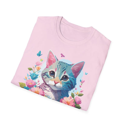 Cat Shirt Unisex Tee Kitten Cat Tee Softstyle 100 Percent Cotton Gildan 64000