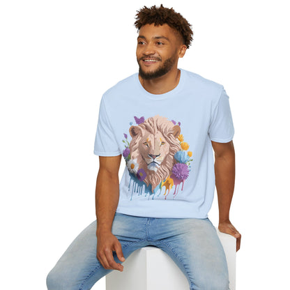 Lion Shirt Unisex Floral Lion Tee Gildan Softstyle 64000 Short Sleeve
