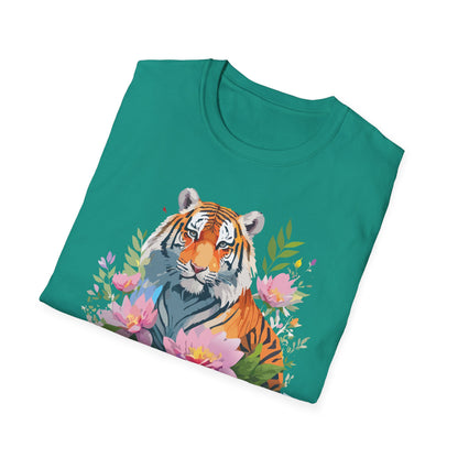 Tiger Print Unisex T Shirt Gildan Softstyle 64000 Animal Tee