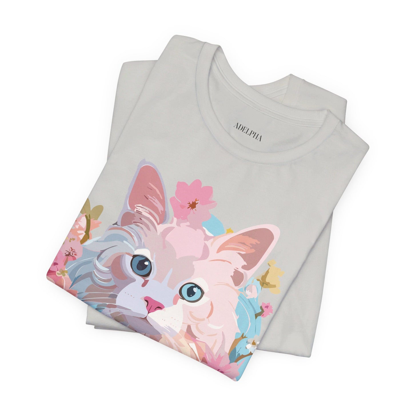 Natural Cotton Tee Shirt with Cat