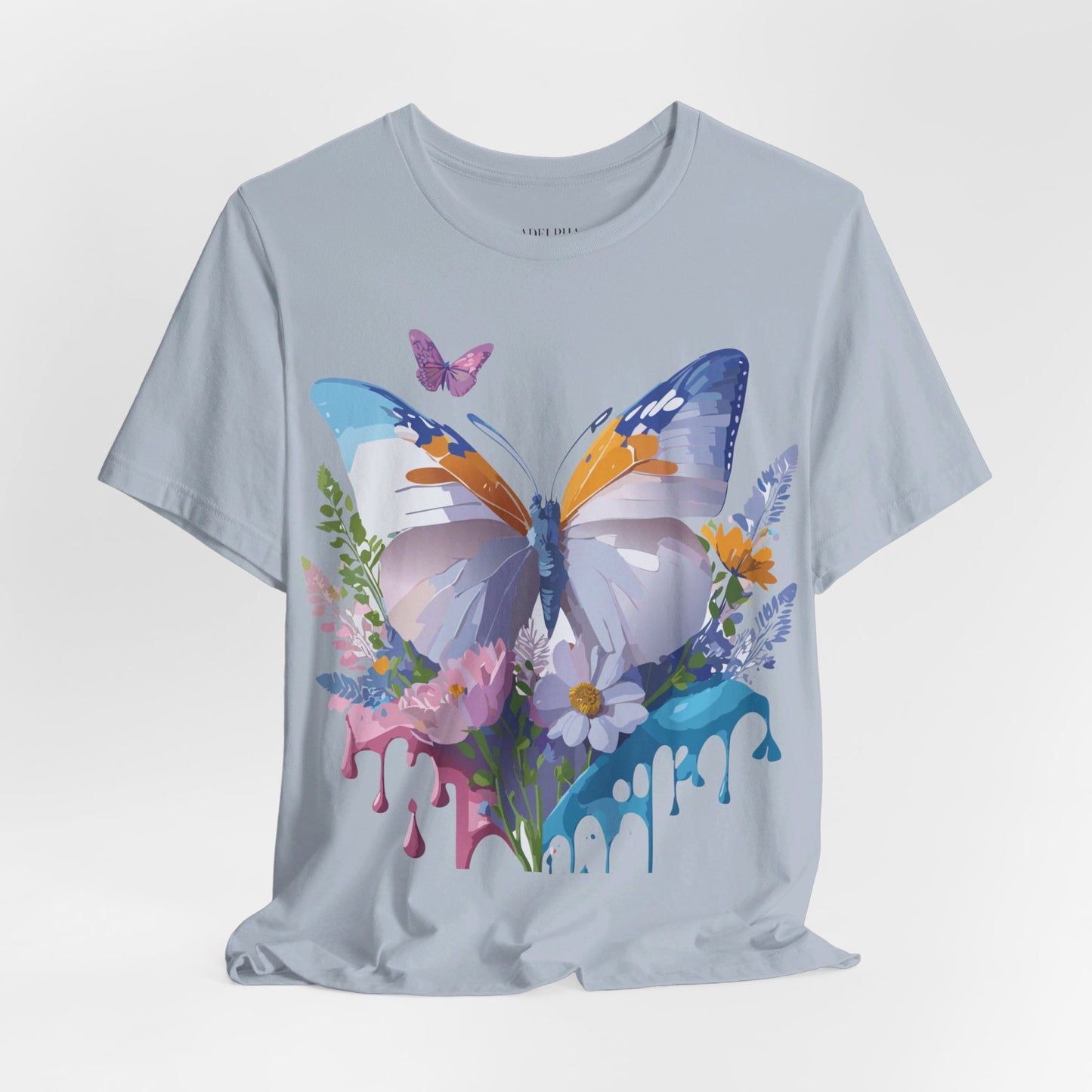 Natural Cotton Tee Shirt with Butterfly