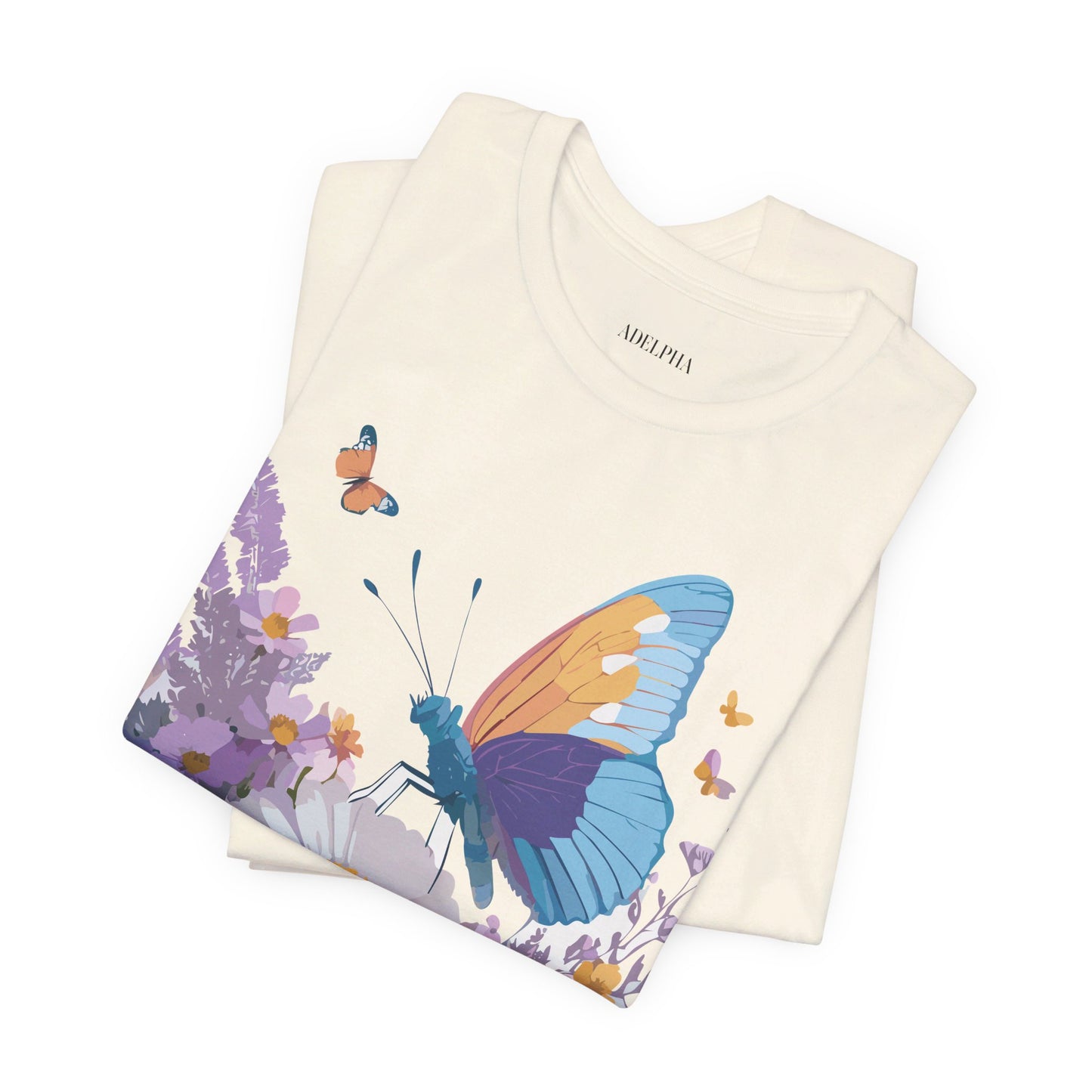 Natural Cotton Tee Shirt with Butterfly