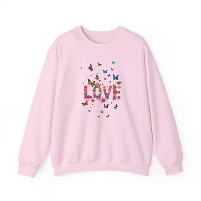 Unisex Floral Love Butterfly Sweatshirt 50 50 Cotton Poly Valentines Day