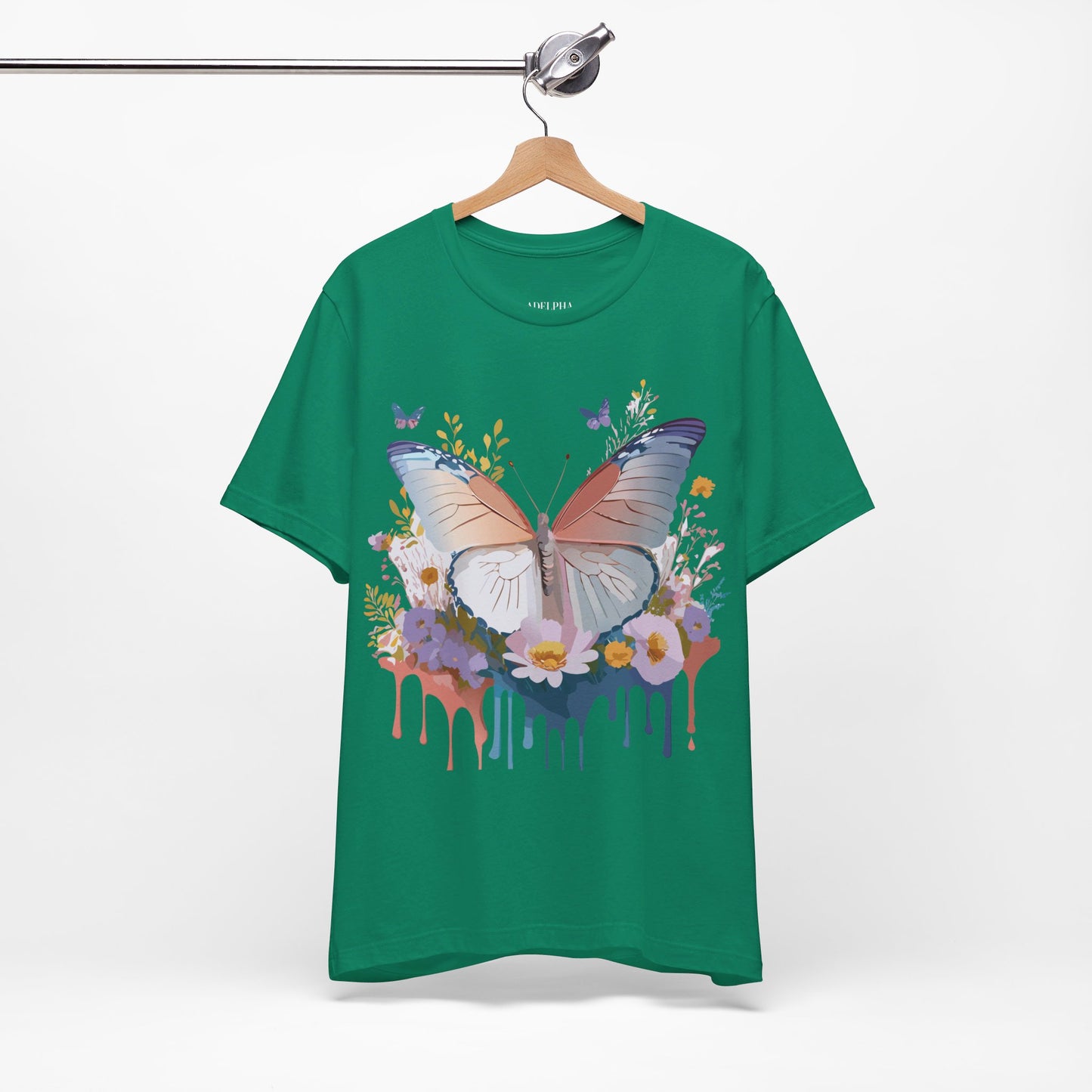 Natural Cotton Tee Shirt with Butterfly