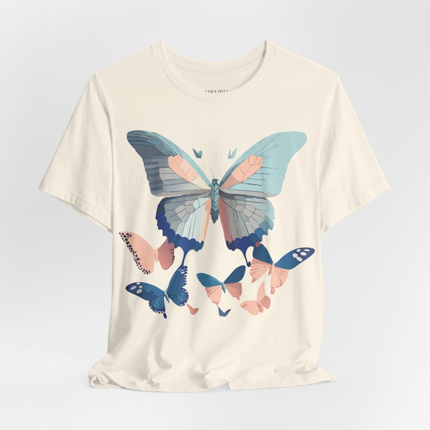 Natural Cotton Tee Shirt with Butterfly