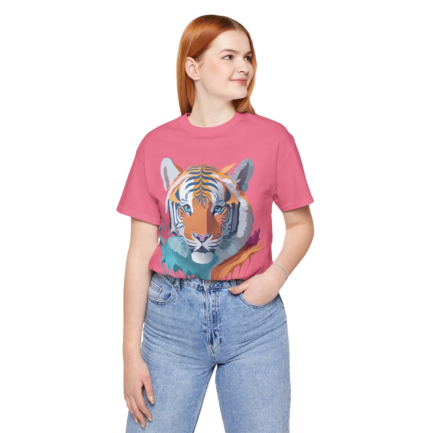 Natural Cotton Tee Shirt with Tiger