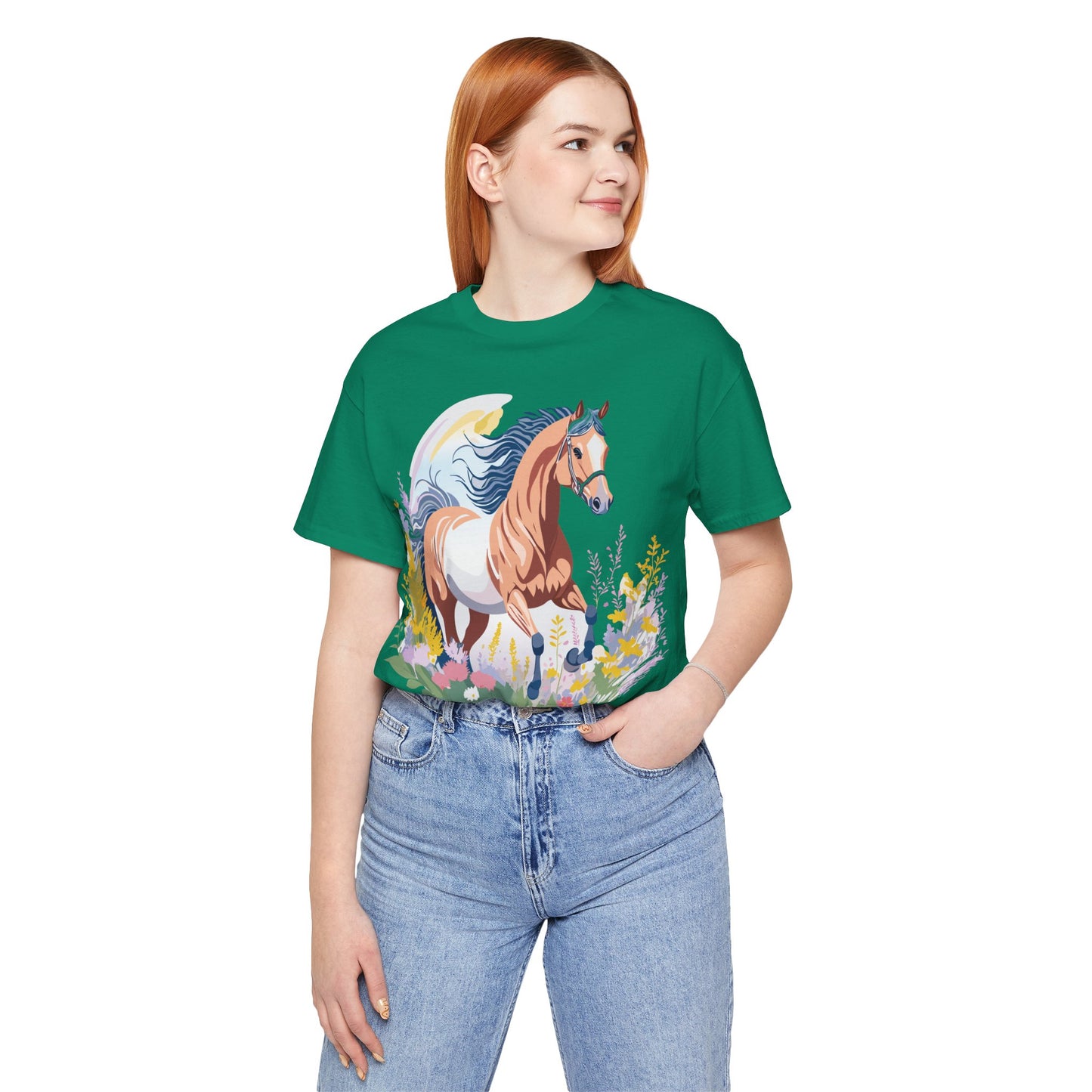 Natural Cotton Tee Shirt with Horse