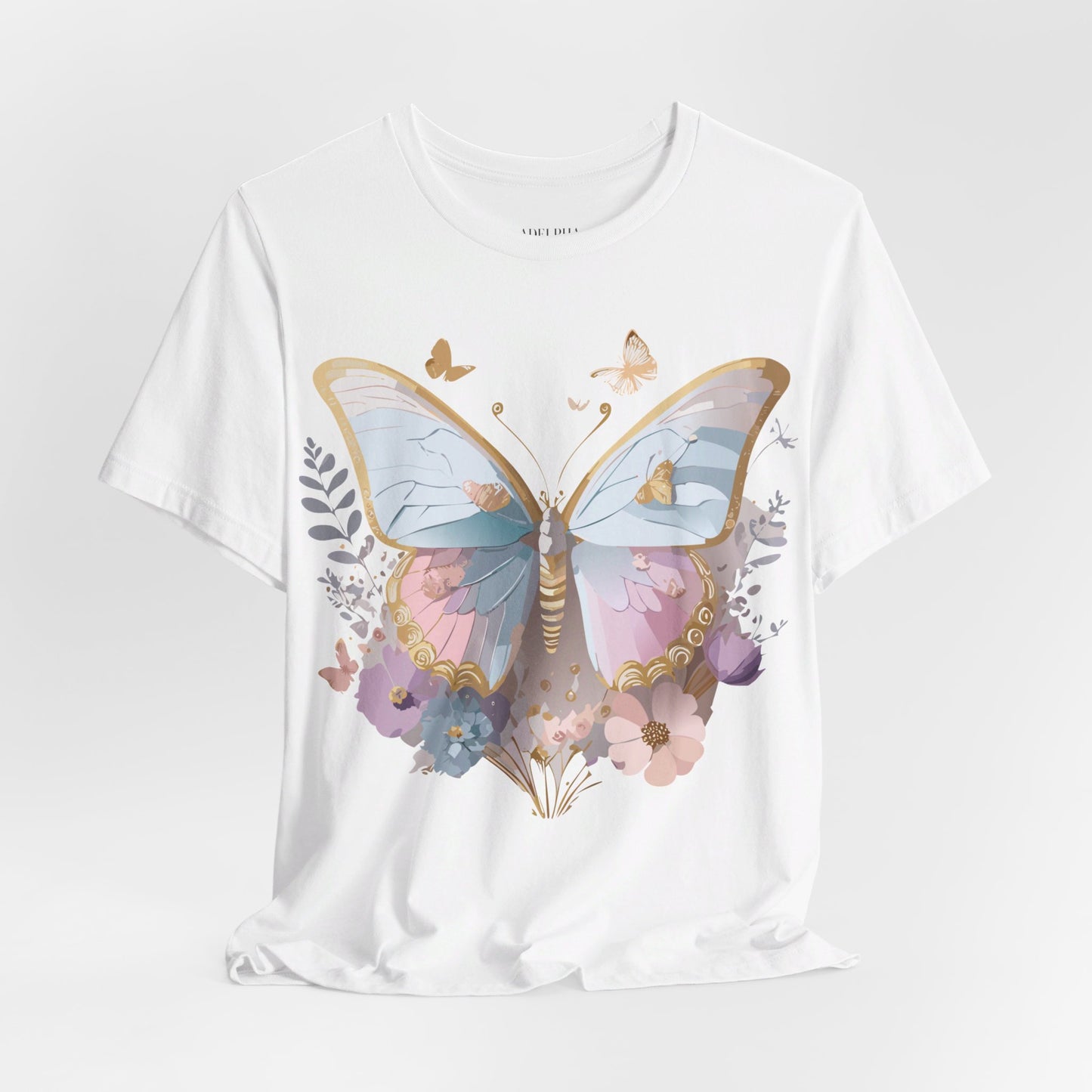 Natural Cotton Tee Shirt with Butterfly